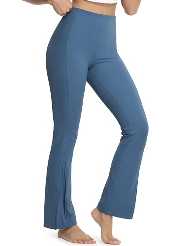 icyzone Damen Yogahose Gerippt Bootcut Jogginghose Sporthose Hohe Taille Flare Hose Yoga Pants (S, Blau) von icyzone