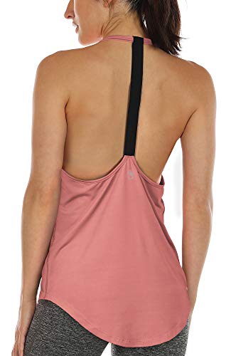 icyzone Damen Fitness Sport Tank Top Ärmelloses Sport Oberteil Yoga Gym Shirt (L, Peony) von icyzone