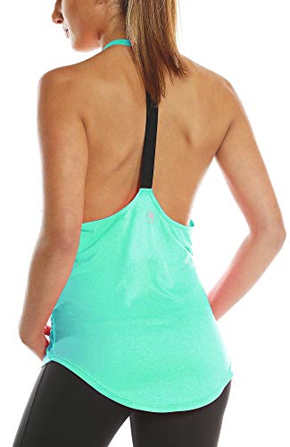 icyzone Damen Fitness Sport Tank Top Ärmelloses Sport Oberteil Yoga Gym Shirt (M, Ice Green) von icyzone