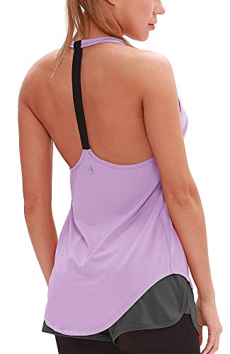 icyzone Damen Fitness Sport Tank Top Ärmelloses Sport Oberteil Yoga Gym Shirt (XL, Lilac) von icyzone