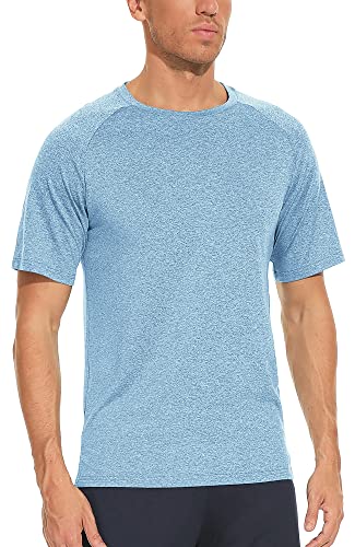 icyzone Herren Sport T-Shirts Laufshirt Kurzarm Atmungsaktiv Schnelltrocknend Gym Fitness Shirts (XL, Blau) von icyzone