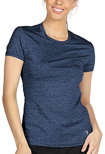 icyzone Sport T-Shirt Damen Kurzarm Laufshirt - Atmungsaktive Fitness Gym Shirt Schnell Trockened Funktionsshirt (L, Royalblau) von icyzone