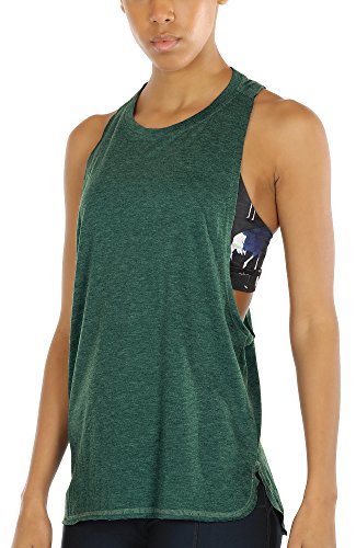 icyzone Sport Tank Top Damen Locker - Yoga Fitness Shirt atmungsaktive Sport Tops (M, Army) von icyzone