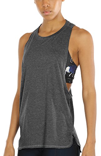 icyzone Sport Tank Top Damen Locker - Yoga Fitness Shirt atmungsaktive Sport Tops (S, Charcoal) von icyzone