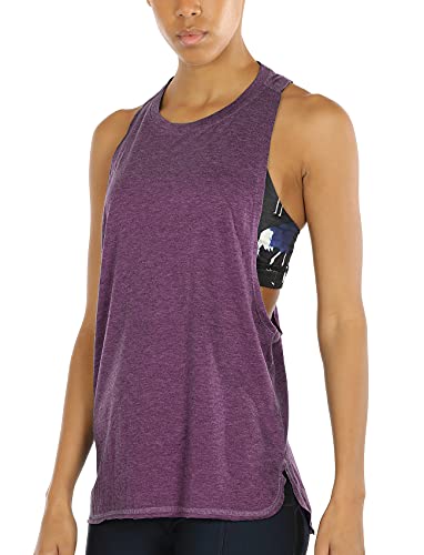 icyzone Sport Tank Top Damen Locker - Yoga Fitness Shirt atmungsaktive Sport Tops (L, Grape) von icyzone