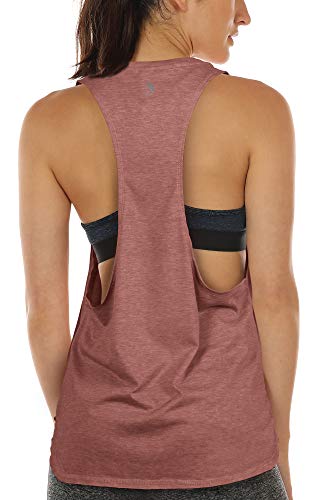 icyzone Sport Tank Top Damen Locker - Yoga Fitness Shirt atmungsaktive Sport Tops (L, Dusty Pink) von icyzone