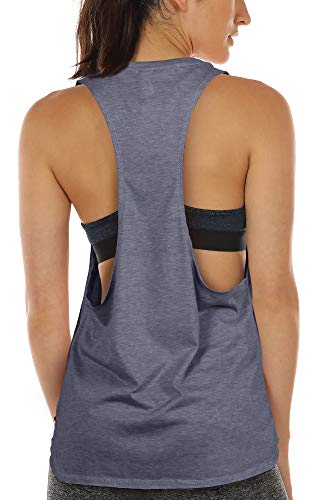 icyzone Sport Tank Top Damen Locker - Yoga Fitness Shirt atmungsaktive Sport Tops (M, Blue) von icyzone