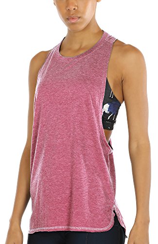 icyzone Sport Tank Top Damen Locker - Yoga Fitness Shirt atmungsaktive Sport Tops (XL, Pink) von icyzone