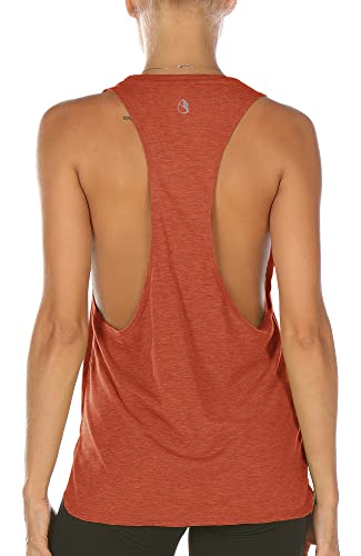 icyzone Sport Tank Top Damen Locker - Yoga Fitness Shirt atmungsaktive Sport Tops (L, Dusty Orange) von icyzone