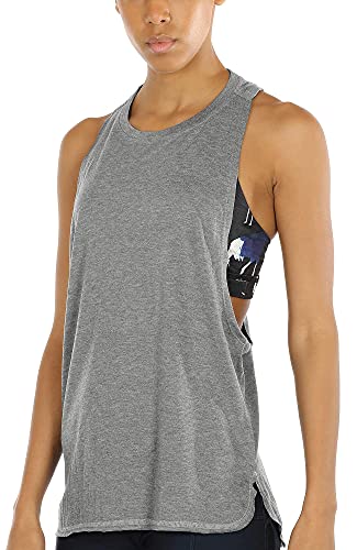 icyzone Sport Tank Top Damen Locker - Yoga Fitness Shirt atmungsaktive Sport Tops (M, Grey) von icyzone