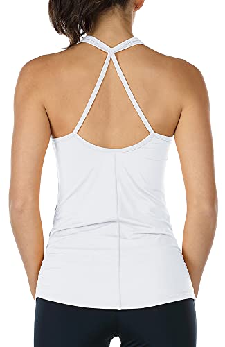 icyzone Damen Sport Yoga Tank Top - Fitness Gym Ärmelloses Shirt Trainings Top (M, White) von icyzone