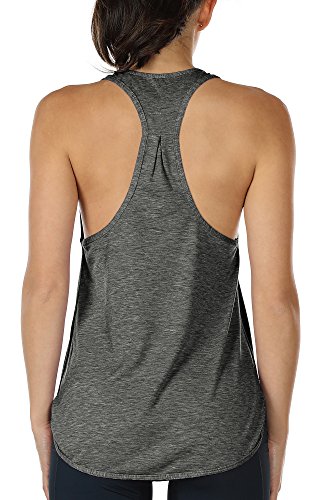 icyzone Yoga Sport Tank Top Damen Racerback Lauftop Fitness Running Shirt Oberteile (L, Charcoal) von icyzone