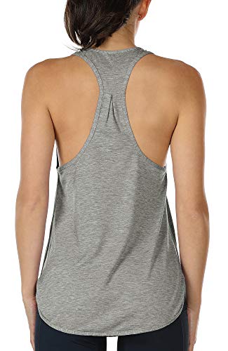 icyzone Yoga Sport Tank Top Damen Racerback Lauftop Fitness Running Shirt Oberteile (L, Grey) von icyzone