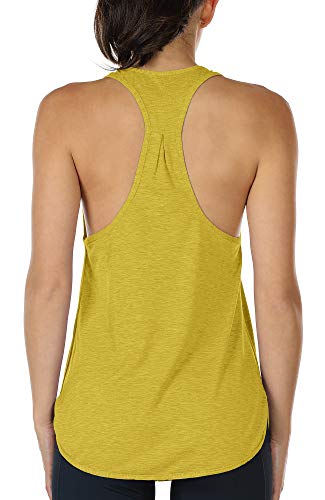 icyzone Yoga Sport Tank Top Damen Racerback Lauftop Fitness Running Shirt Oberteile (L, Mustard) von icyzone