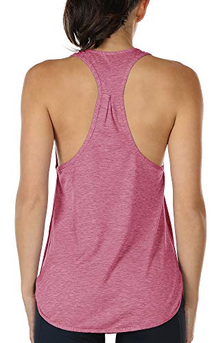 icyzone Yoga Sport Tank Top Damen Racerback Lauftop Fitness Running Shirt Oberteile (L, Pink) von icyzone