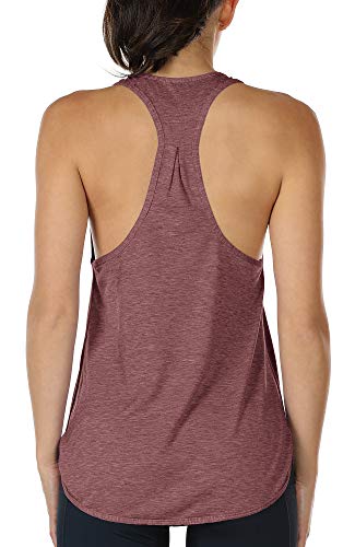 icyzone Yoga Sport Tank Top Damen Racerback Lauftop Fitness Running Shirt Oberteile (M, Burgundy) von icyzone