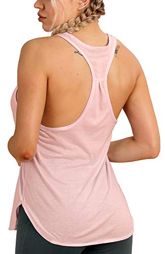 icyzone Yoga Sport Tank Top Damen Racerback Lauftop Fitness Running Shirt Oberteile (M, Pale Blush) von icyzone