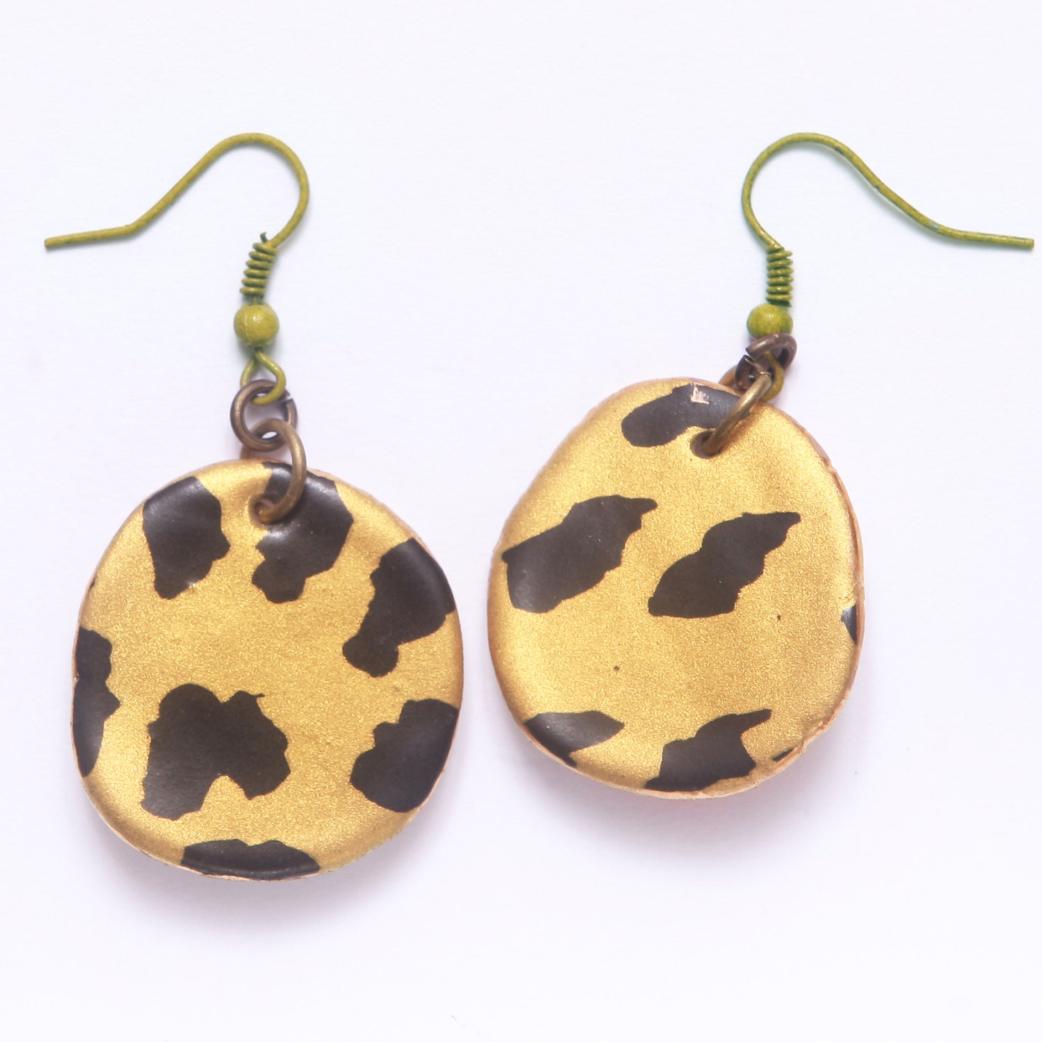 Handgefertigte Keramikohrringe Leopard Print Gold Schwarz Handgefertigte Keramikohrringe Leopard Print Gold Schwarz von idale