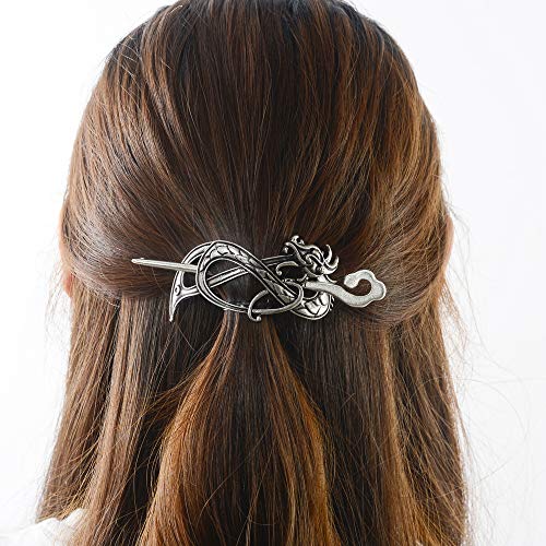 Viking Keltische Haarspangen - Wikinger Haarschmuck keltischer Knoten Haarspangen Antik Silber Haarstäbchen Irische Haardekoration für langes Haar Schmuck Zöpfe Haarclip mit Stick (ID-B1) von idavallen