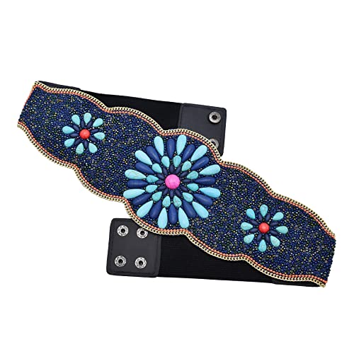 idealway Bohemian Frauen Gürtel Breit Stretch Elastische Taille Cinch Gürtel Handgemachte Perlen Blume Verstellbarer Gürtel für Kleider, D idealway Bohemian Frauen Gürtel Breit Stretch Elastische Taille Cinch Gürtel Handgemachte Perlen Blume Verstellbarer Gürtel für Kleider, D von idealway