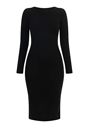 idem Damen Langarmkleid midi 11127260-ID01, SCHWARZ, M/L von idem