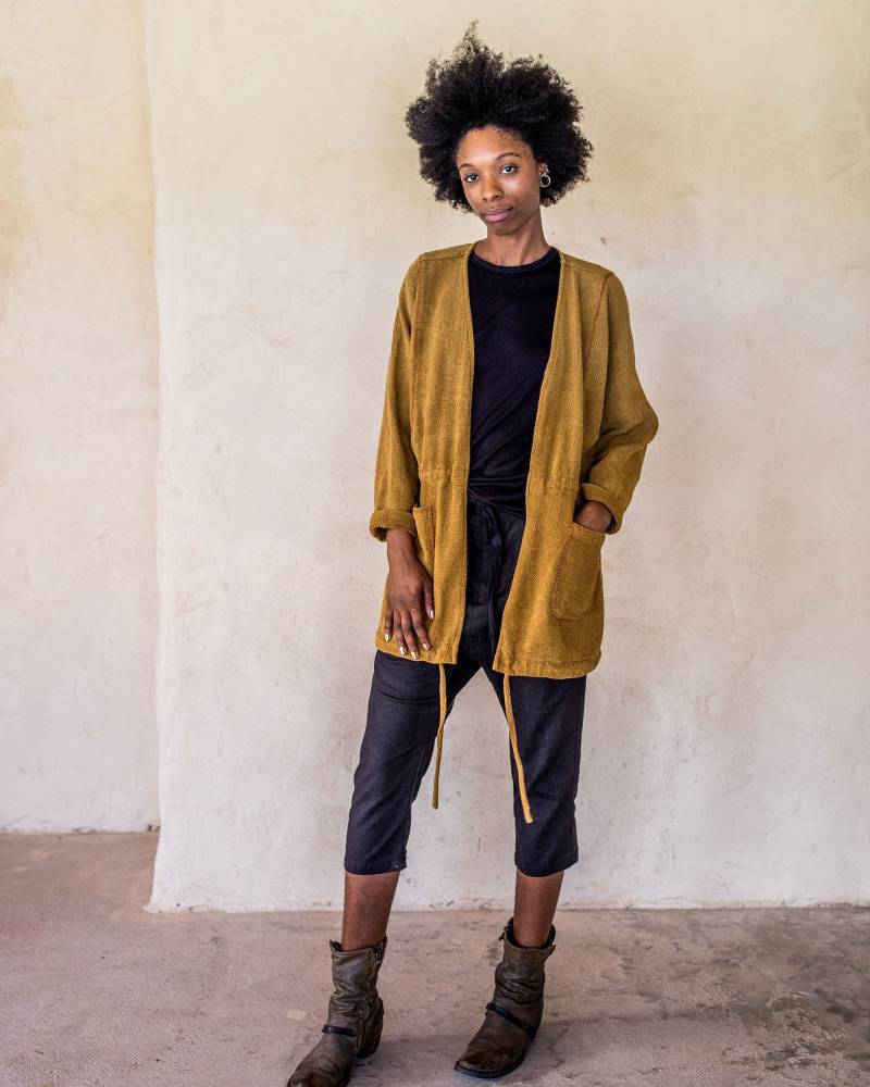 Kurkuma Baumwolle Offene Jacke Stonewashed Unisex Mantel von idisdesigns