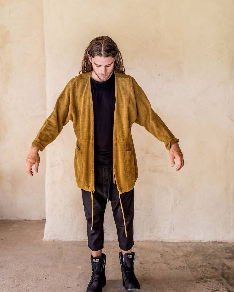 Kurkuma Baumwolle Offene Jacke Unisex Stonewashed Mantel von idisdesigns