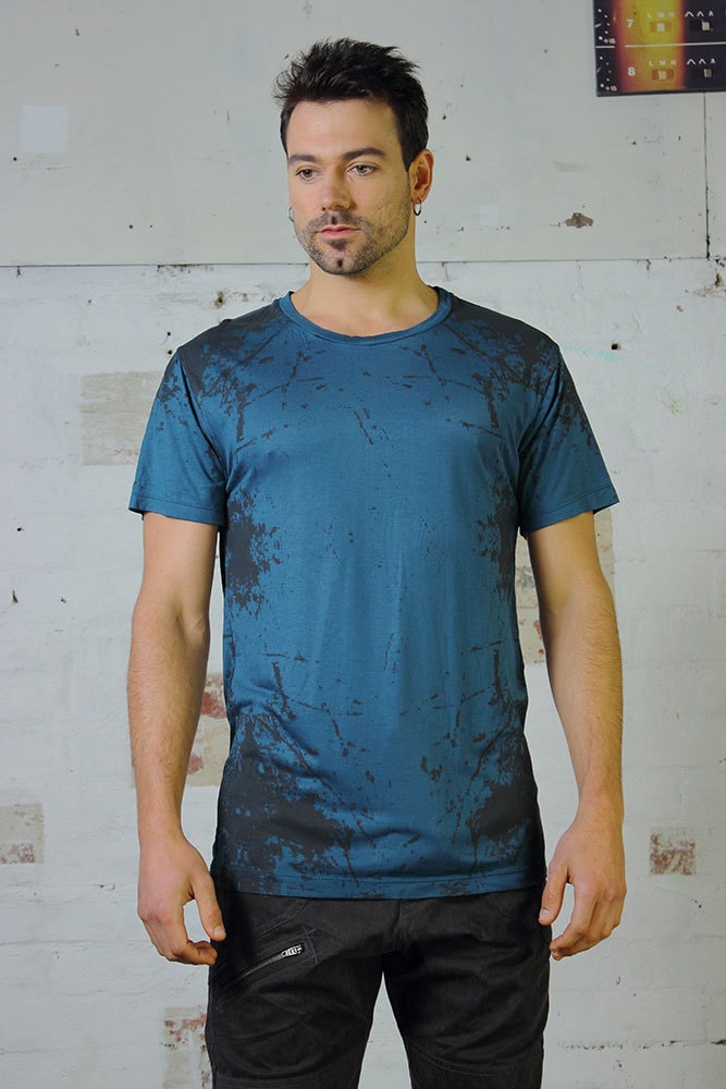 Herren Textural T-Shirt - T-Shirt, Tailliertes Blaues T-Shirt von idisdesigns