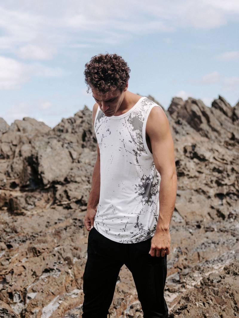 strukturmuster Herren Tank Top - Weißes Rayon Singlet von idisdesigns