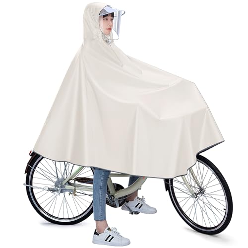 idudu Regenponcho Fahrrad, Regencape Herren Damen Wasserdicht mit Kapuze, Faltbare und Wiederverwendbar Regenjacke, Multifunktionales Regenmantel für Wandern, Camping, Angeln, Weiß von idudu