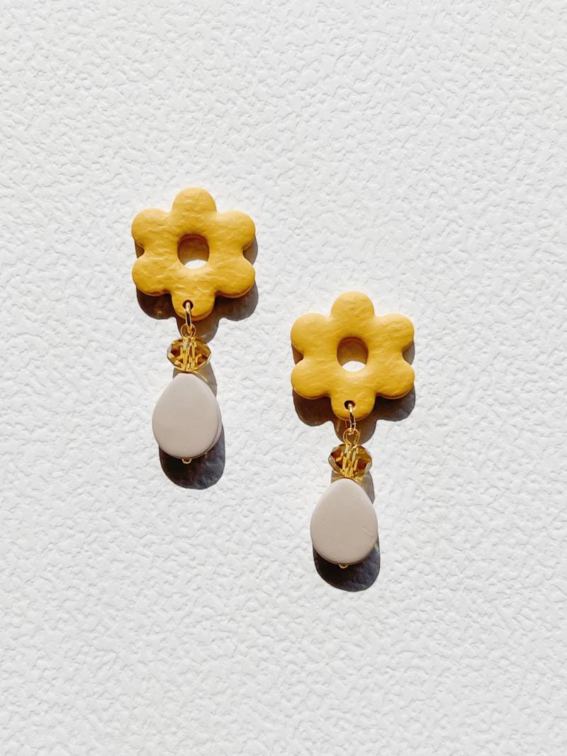 Blumen Ohrringe/Textur Fimo Herbst Erdtöne Moderner Schmuck Schwester Geschenk Idee Iebis von iebis