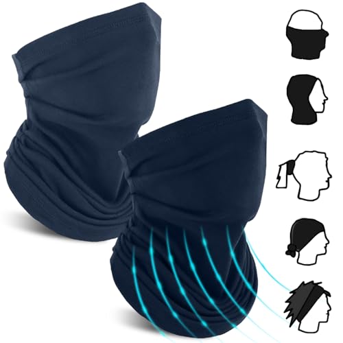 2 Stück Motorrad Halstuch Herren - Marineblau Bandana Gesichtsmaske mit Ohrschlaufen Outdoor Schal Gesichtsmaske Multifunktion Atmungsaktiv Winddicht Schlauchschal für Unisex Ski Radfahren Wandern von iewrtcin