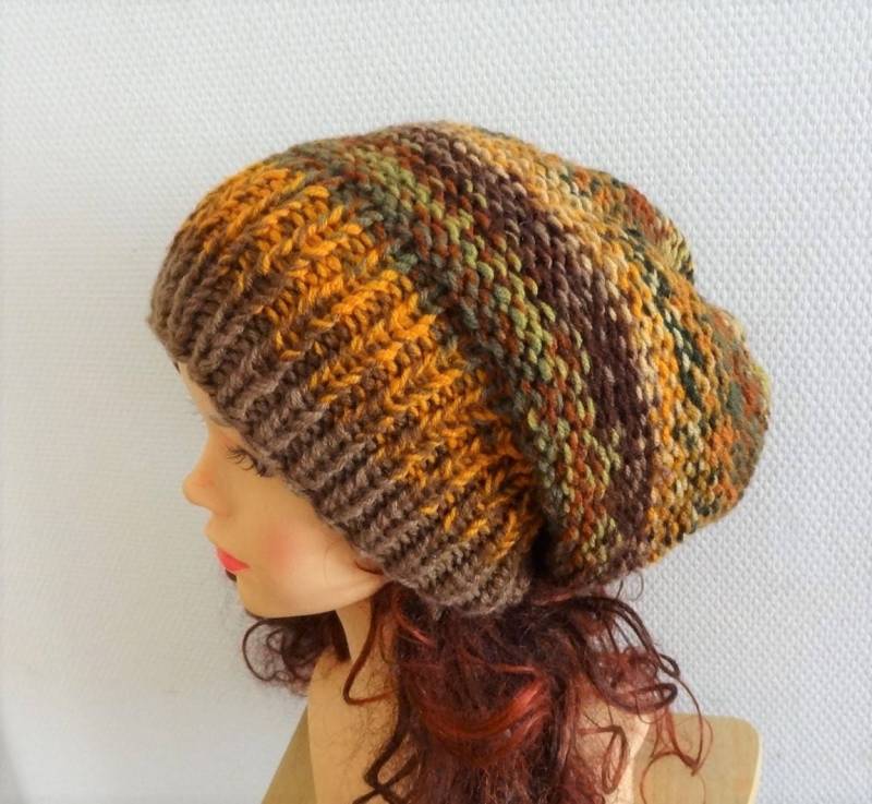 Herbstfarben Beanie Damen Strickmütze Ombre Accessoires Wintermütze von ifonkaa