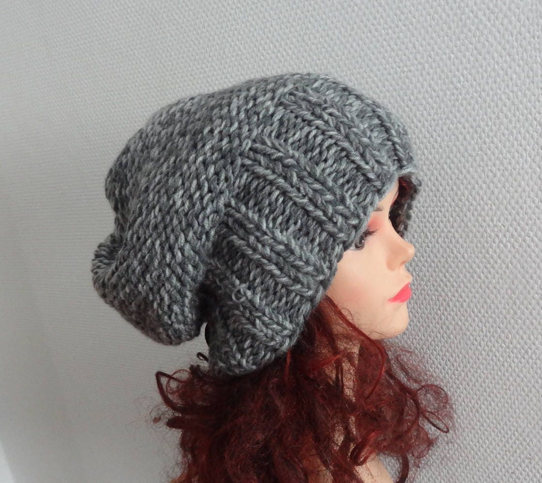 Slouchy Beanie Mütze - Oversized Hat Chunky Knit Herren Grau Strickmütze Damenmütze von ifonkaa