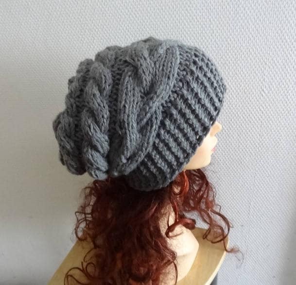 Slouchy Damen Strickmütze Rote Mütze Damenmode Wintermütze Beanie Unisex Zopfmuster Große Slouchy Hut Farben von ifonkaa