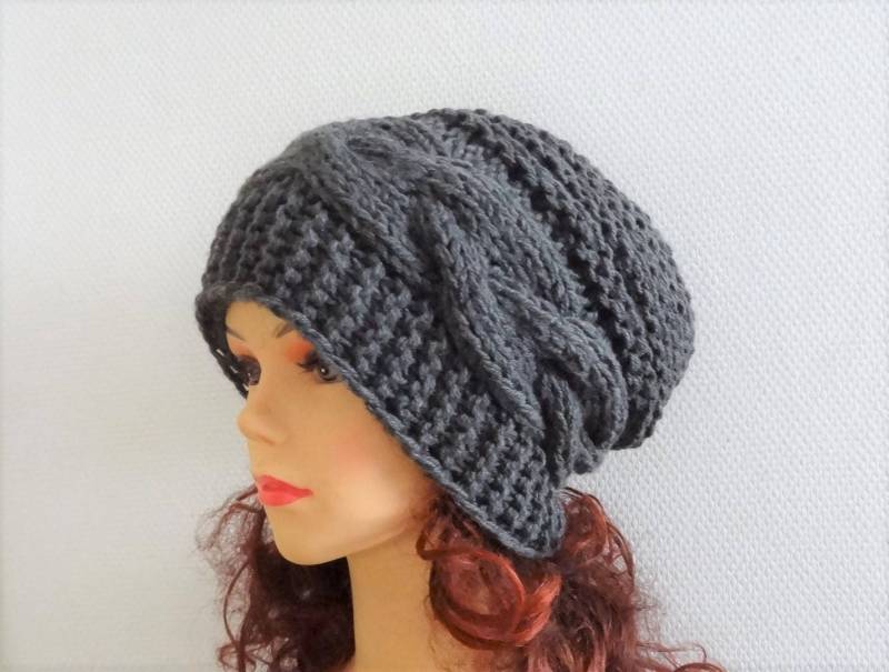 Slouchy Frauen Strickmütze Beanie Damenmode Wintermütze Slouchy Unisex Zopfmuster Große Farben von ifonkaa