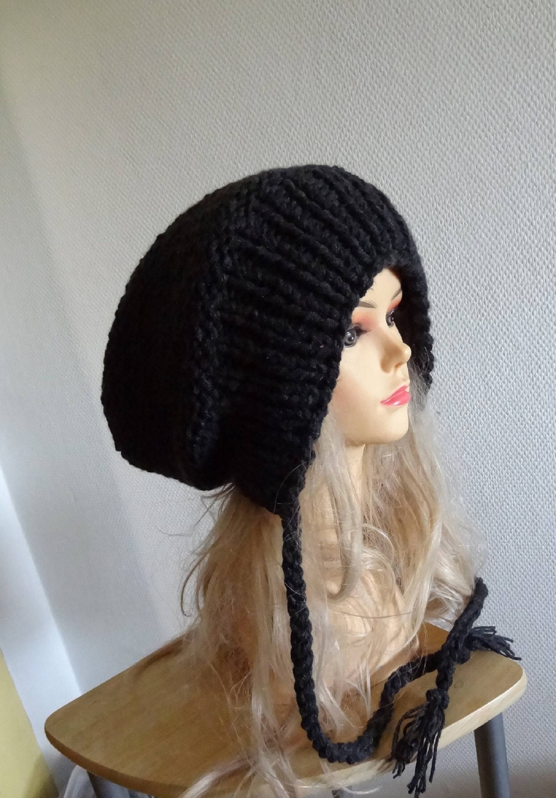 Slouchy Ohrklappe Mütze Grau Slouchy Gestrickte Beanie Damen Graue Split Brim Accessoires Wintermütze von ifonkaa