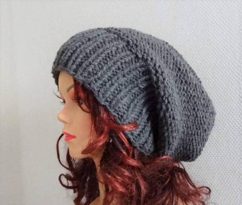 Strickmütze Herbst Accessoires Slouchy Beanie Mütze Oversized Chunky Strick Herren Dunkelgrau Slouchy Herrenmütze von ifonkaa