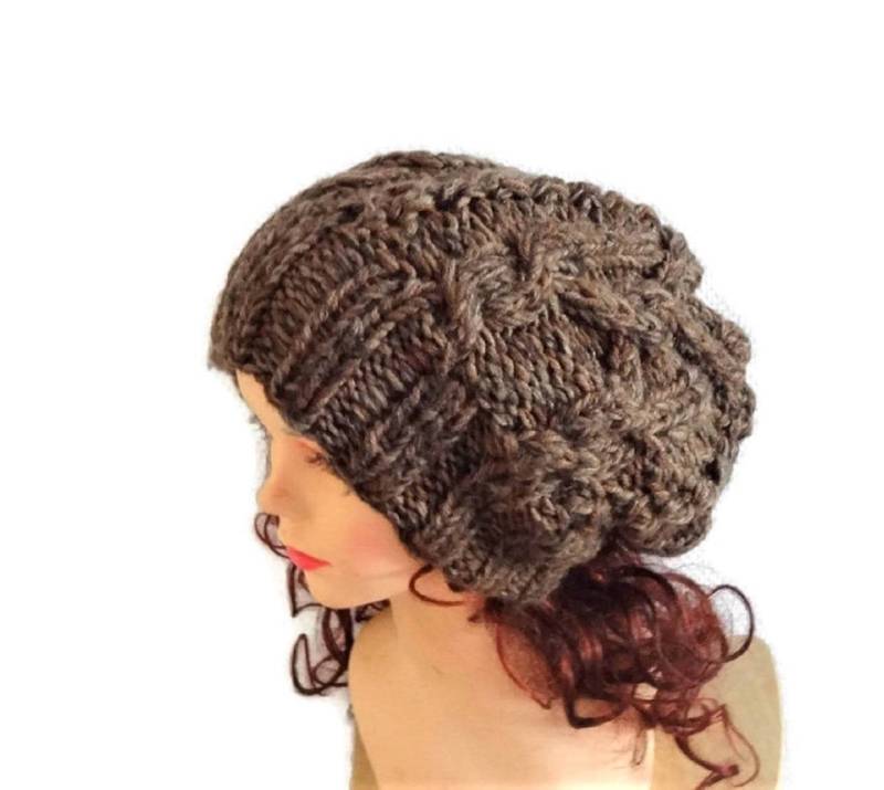 Unisex Big Baggy Hut Winter Teen Fashion Chunky Knit Slouchy Strickmütze Große Männer Beanie Oversized Braun Slouchy Wintermütze von ifonkaa