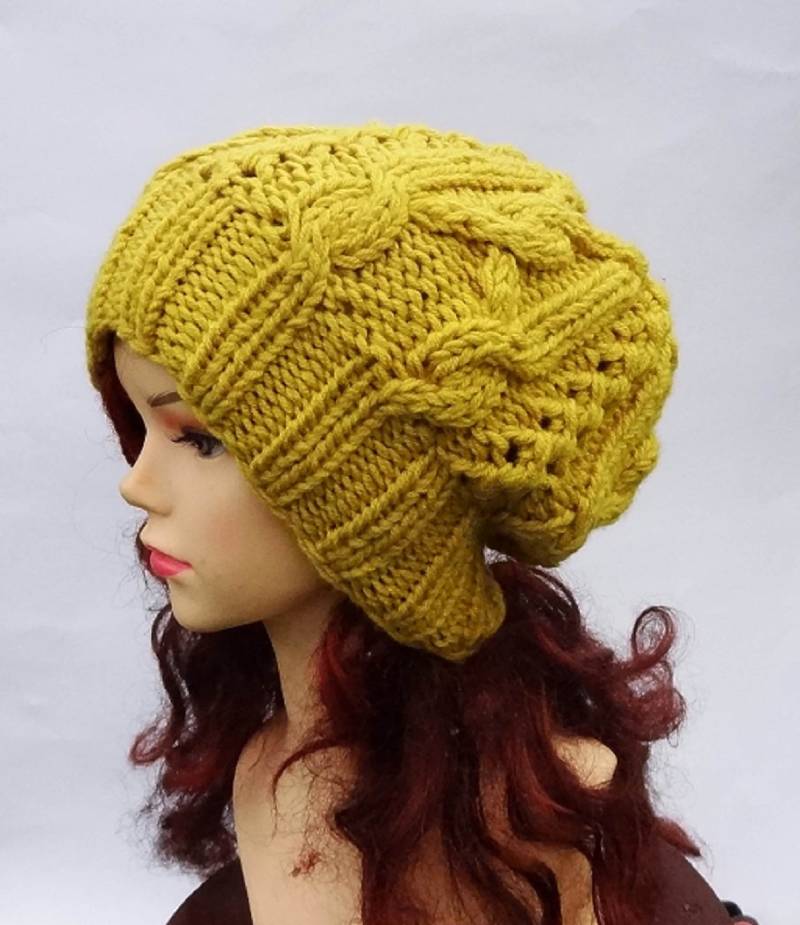 Unisex Big Baggy Mütze Winter Teen Fashion Chunky Strick Slouchy Strickmütze Große Herren Beanie Oversized Senf Slouchy Wintermütze Damenmütze von ifonkaa