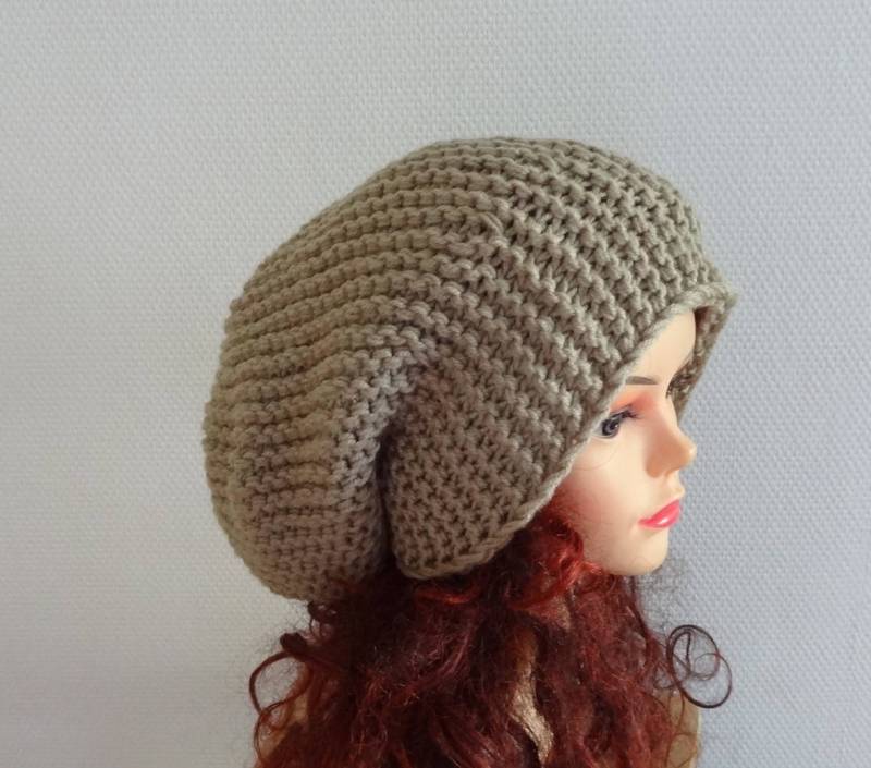 Unisex Slouchy Mütze Beanie Schwarz Damen Oversized Super Slouchy Stricken Cable Hat Big Men Chunky Colors von ifonkaa