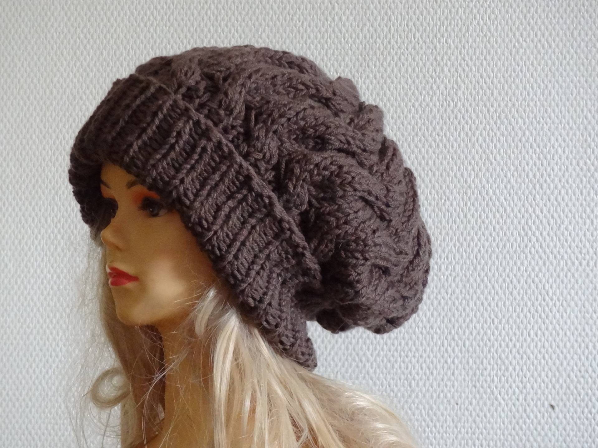 Unisex Strickmütze Slouchy Mütze Beanie Damenmütze Oversized Super Slouchy Stricken Cable Hat Big Men Chunky von ifonkaa