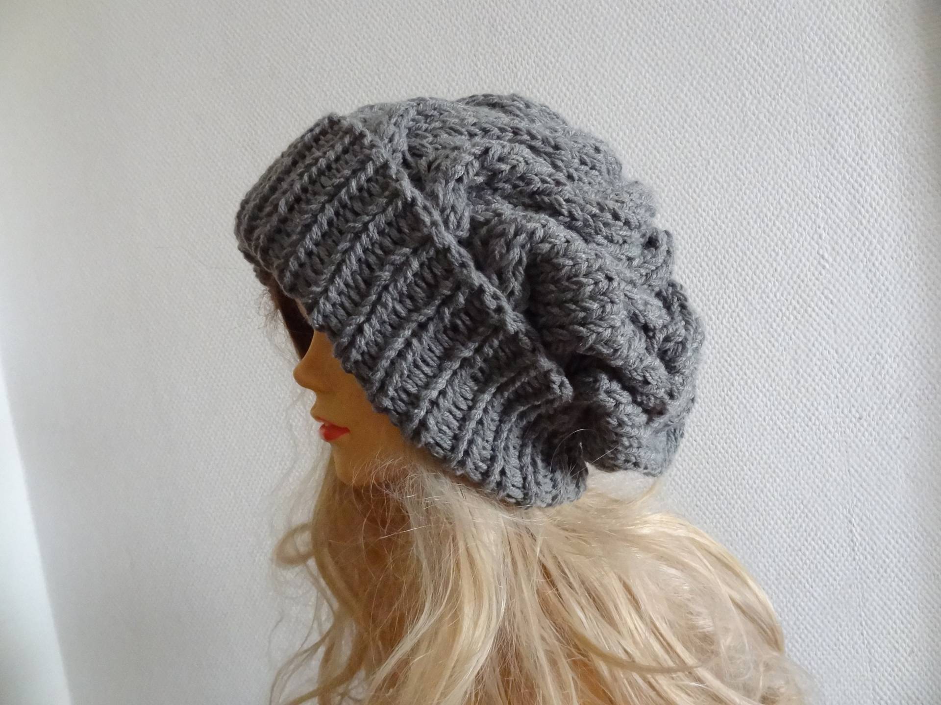 Unisex Strickmütze Slouchy Mütze Beanie Damenmütze Oversized Super Slouchy Stricken Cable Hat Big Men Chunky von ifonkaa