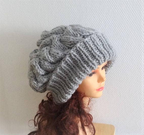 Unisex Strickmütze Slouchy Mütze Beanie Damenmütze Oversized Super Slouchy Stricken Cable Hat Big Men Chunky von ifonkaa