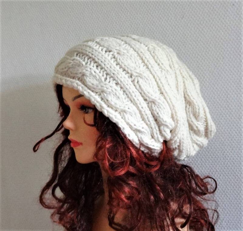 strickmütze Slouchy Hut Unisex Beanie Mit Zopfmuster Oversized Baggy Zopfmütze Frauen Herbst Accessoire Wintermütze Colours von ifonkaa