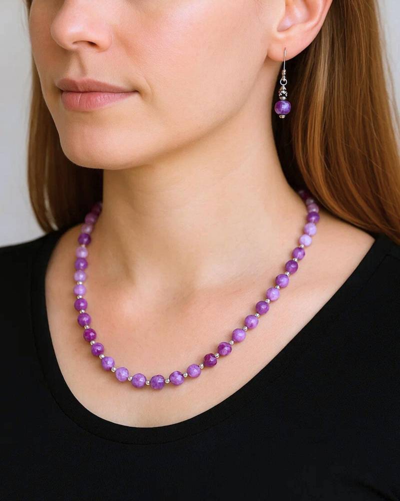 Lila Achat Halskette - Handgefertigte Boho Chic Perlenschmuck Für Frauen von ifoulkiHandcraft