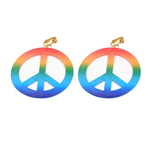 1 Paar Bunte Peace-ohrringe Peace-zeichen-ohrringe Peace-charm-ohrringe Peace-zeichen-ohrclips Peace-zeichen-clip-ohrringe Hippie-dressing-ohrringe Zubehör Bilden Fräulein von ifundom