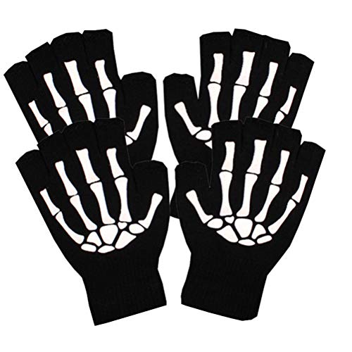 2 Paar Fingerlose Skeletthandschuhe Fingerlose Halloween-handschuhe Halloween-fäustlinge Skelett-halloween-kostüm Halbe Trainingshandschuhe Männer Und Frauen Weiß Zubehör Knochen von ifundom
