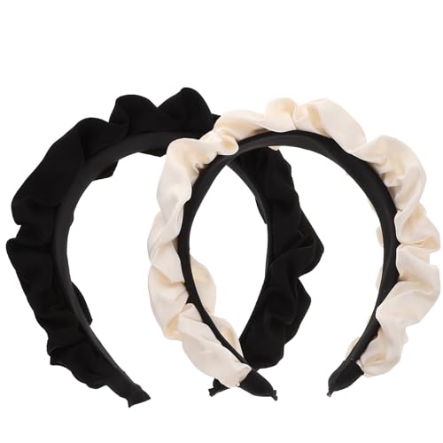 ifundom 2 Stk Haarschmuck Für Mädchen Plissiertes Stirnband Für Damen Frauen-stirnband Haarschmuck Für Damen Haarschmuck Für Frauen Haarband Haargummis 6cm Fräulein Satin- Kopfbedeckung von ifundom