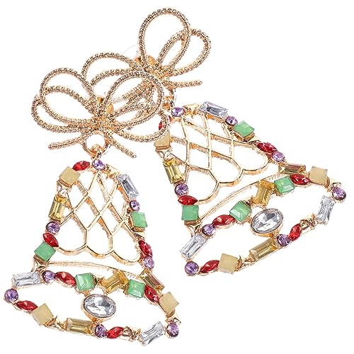 ifundom 1 Paar Weihnachtsohrringe Hängende Weihnachtsverzierung Ohrenschmuck Goldene Creolen Ohrschmuck Spiel Weihnachtsfeier Lichter Aufkleber Passieren Weihnachtsbaum Ornamente Legierung von ifundom